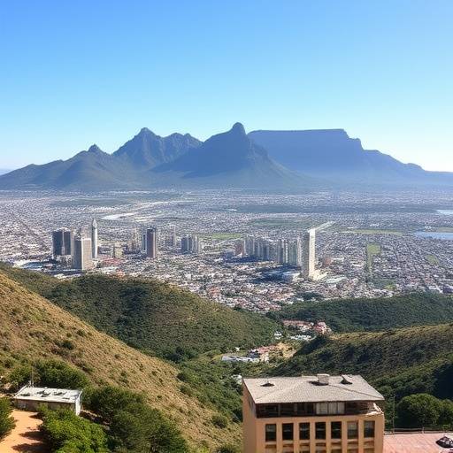 Panoramic view of Cape Town with Table Mountain in the background