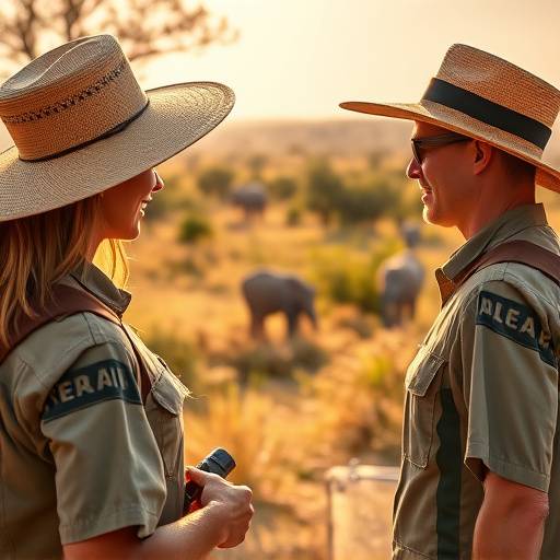 SafariSphere Adventures guide assisting a tourist.